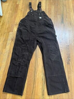 YOUTH XL Vintage Carhartt Brown Duck Cargo Overalls Reinforced Knees